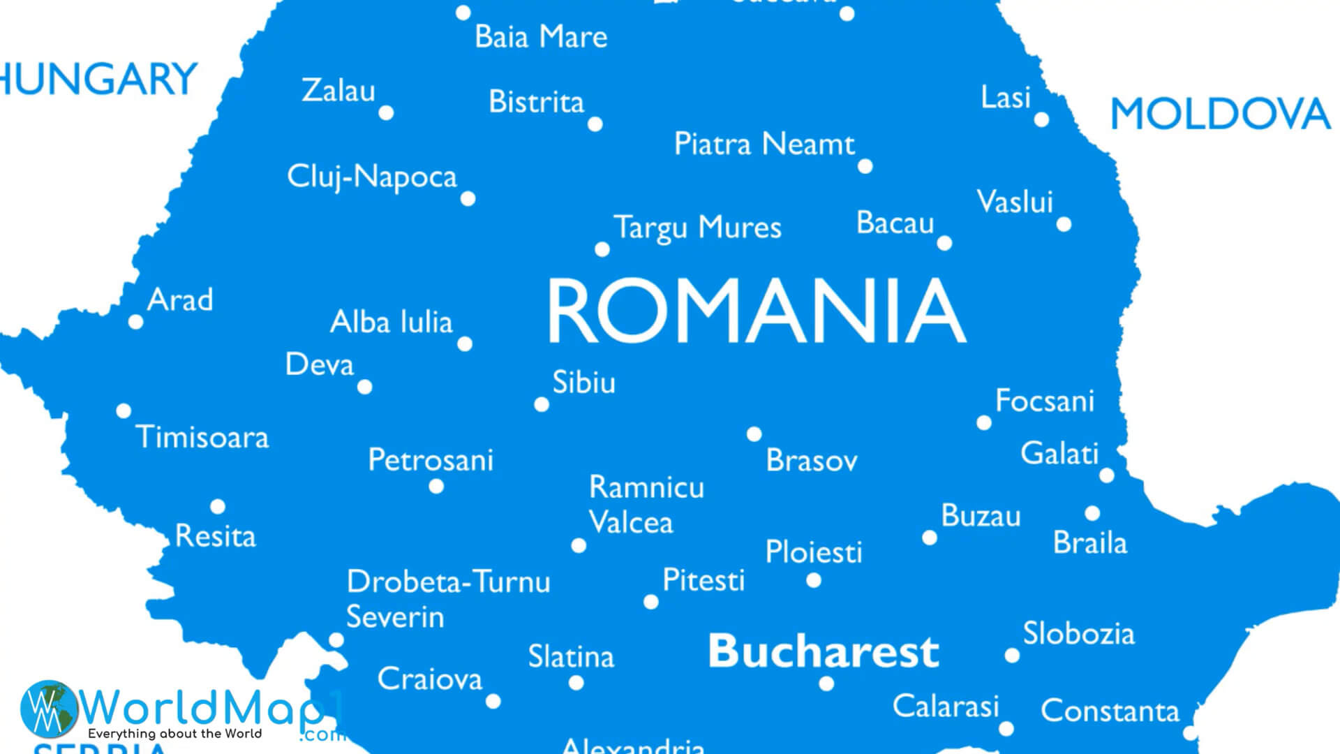 Karte der wichtigsten Städte Rumäniens